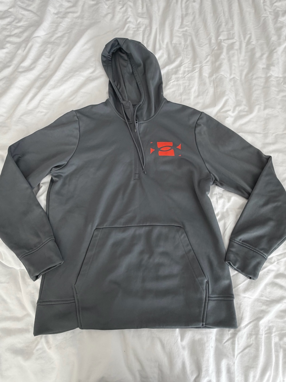 Under Armour Men's Charcoal Gray Hoodie with Red Logo